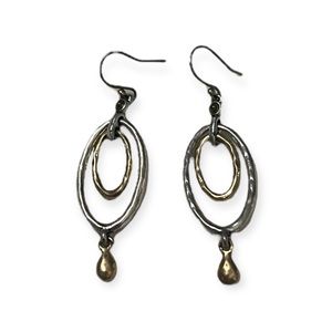 Never Worn, Lucky Brand Silver and Gold Dangle Earrings